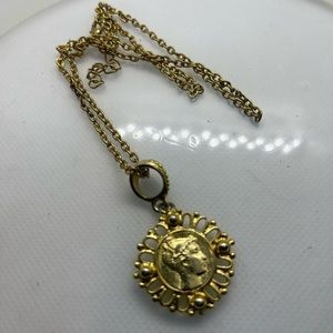 Faux Dime Necklace w/ Brass Chain